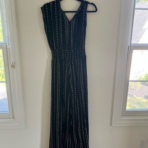 Black and white linen jumpsuit